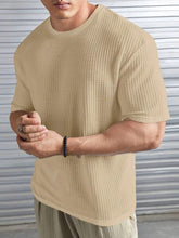 Cream color Oversized Waffle Knit t shirt  F